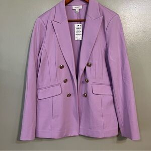 On 34 Th Womens Stretch Gold Button Lilac Purple Carrier Formal Blazer M NWT